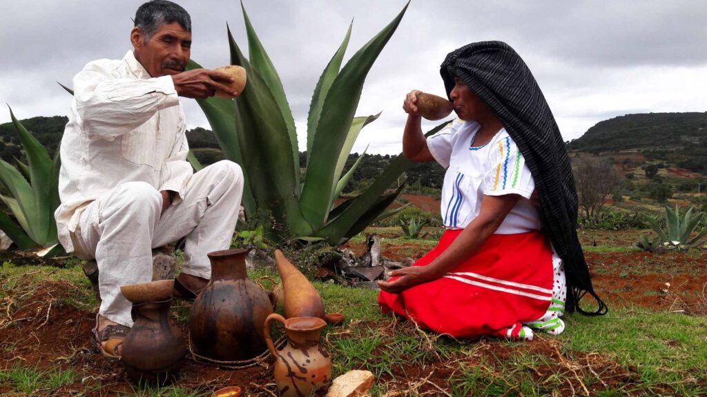 Gente tomando Pulque