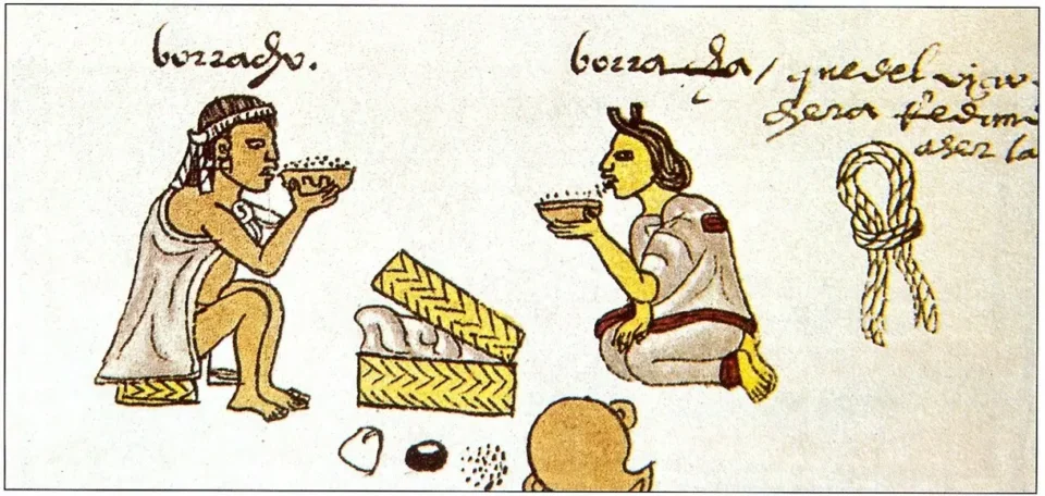 Tomando pulque Mexicas